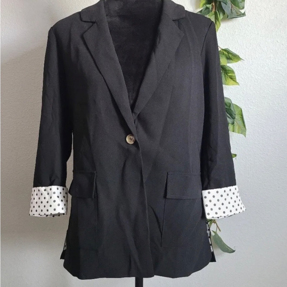 Andree Blazer With Polka Dot Lining, Black (Large)